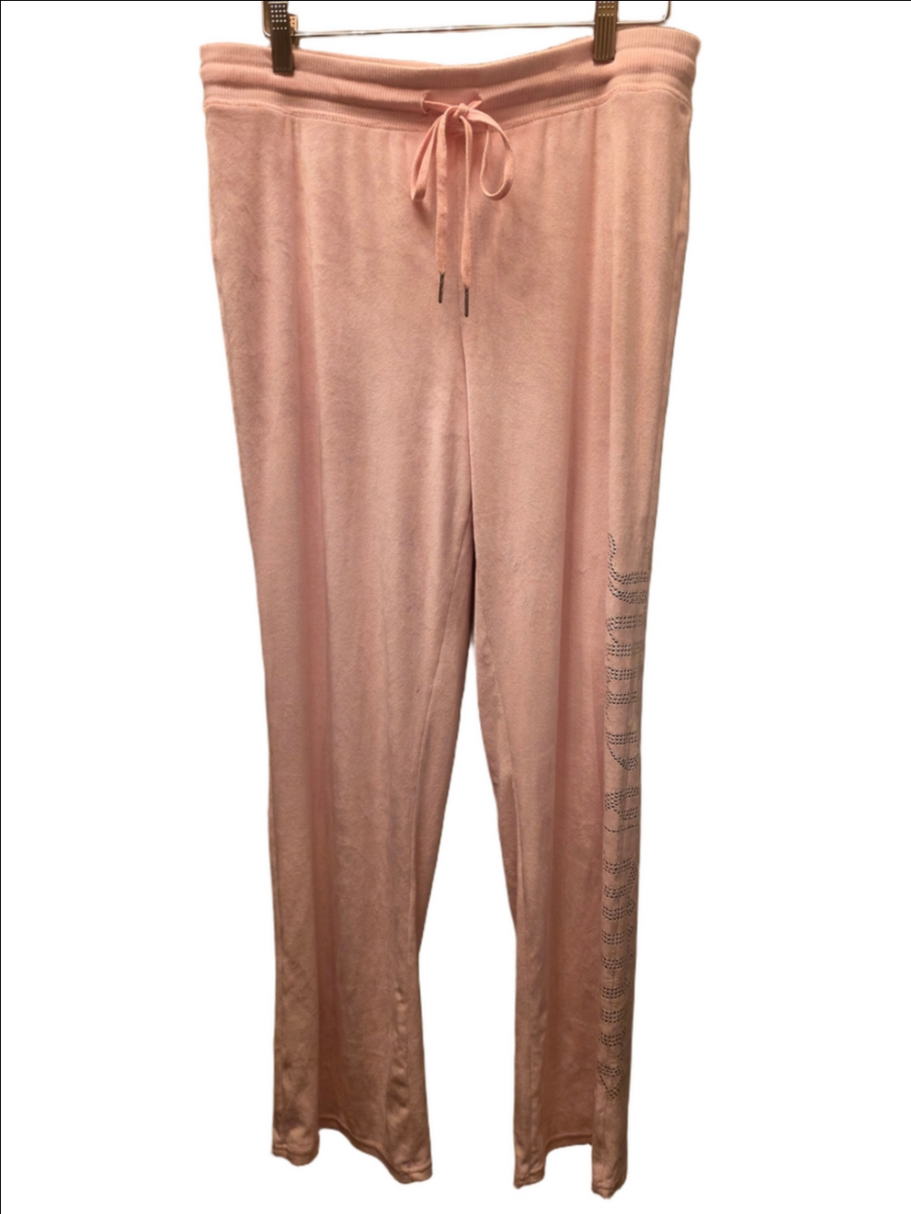 Juicy Couture Pink Velour Rhinestone Logo Lounge Pants L Y2K